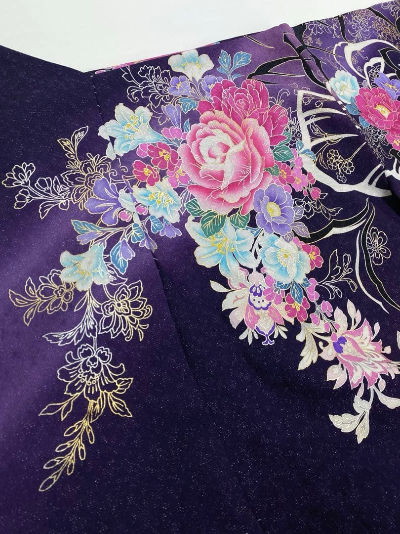 振袖 仮絵羽 舞台衣装 金彩 銀彩 銀通し ラメ刺繍 正絹 未仕立て品 八 