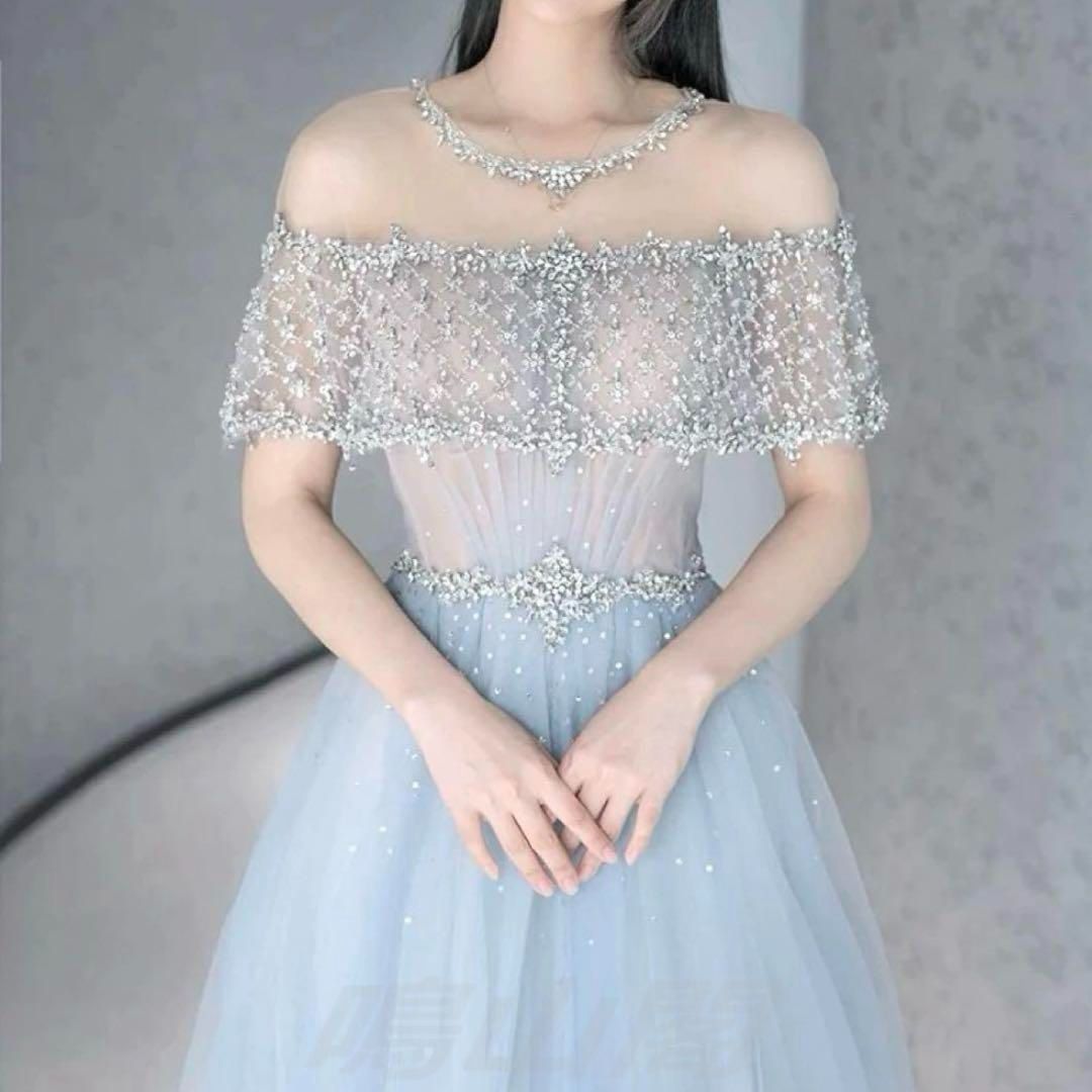 ♥ レディースファッション シャレでゴージャスなビジューが煌びやかなイブニングドレス