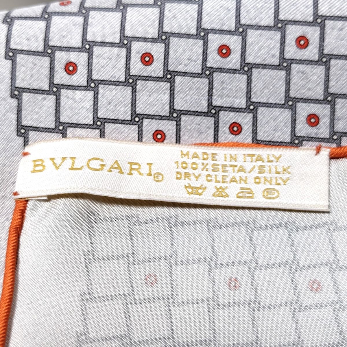 BVLGARI(ブルガリ) スカーフ新品同様 - ライトグレー×オレンジ