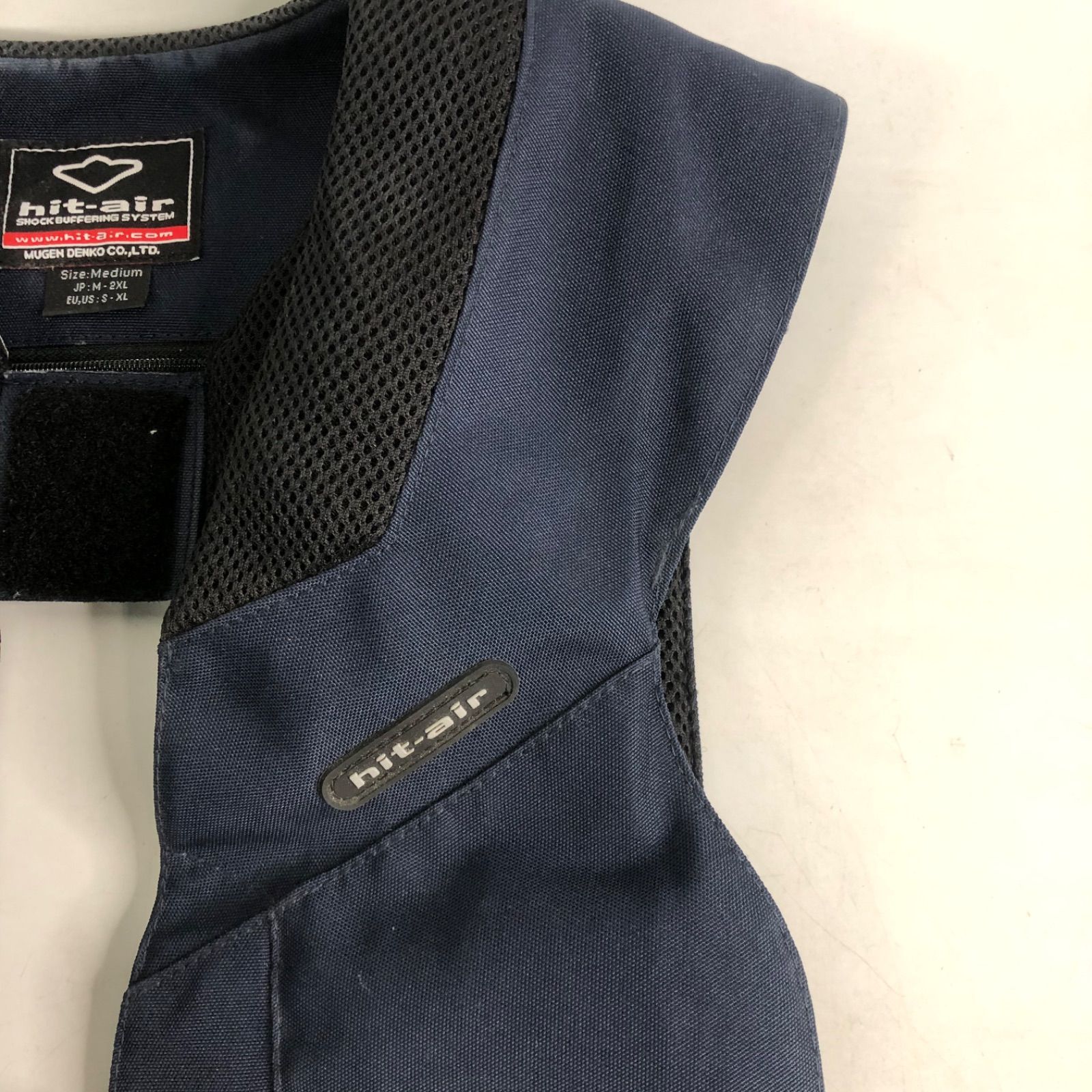 A 1024-32-8 HIT-AIR ヒットエアー 乗馬用エアバッグベスト サイズ M ネイビー エアバッグシステム ベスト ナイロンプロテクト 定価4万円 全長58 cm