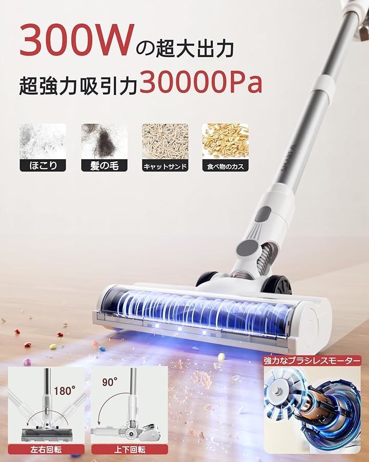 SmartAI 掃除機 コードレス 33000pa強力吸引 充電式 ハンディ