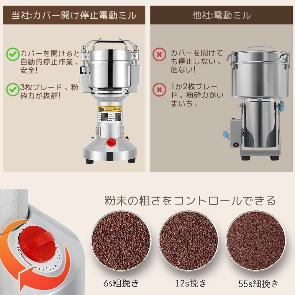 製粉機 家庭用 700g大容量 業務用 電動製粉機 粉末ミル 電動粉砕 製粉機 家庭用 700g大容量 業務用 電動製粉機 粉末ミル 電動粉砕