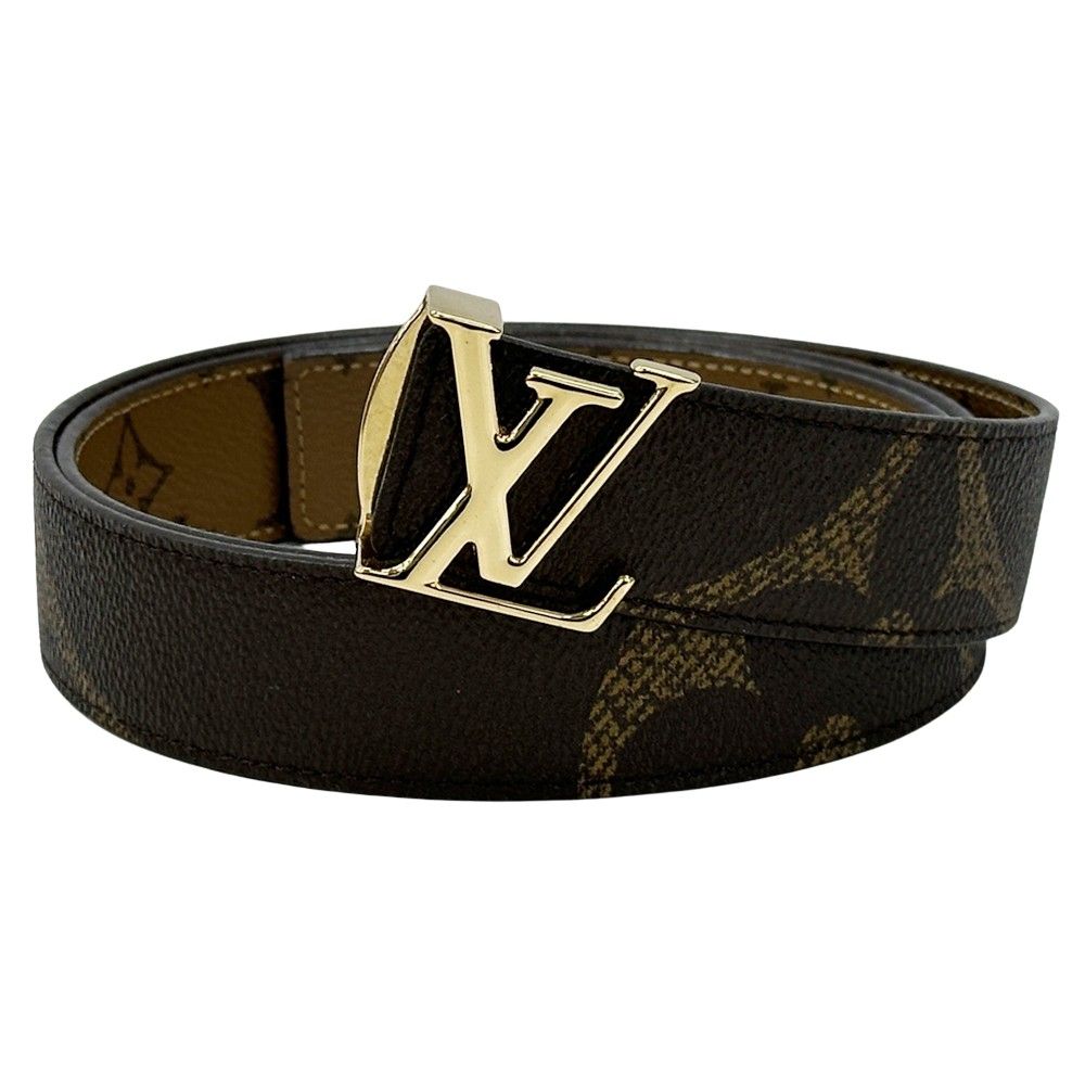 ルイ ヴィトン LOUIS VUITTON ベルト レディース メンズ ブランド モノグラム リバース ジャイアント モノグラムキャンバス ベルト LVアイコニック 30MM ブラウン M0149 リバーシブル ウエストベルト 穴5個 ゴールド金具