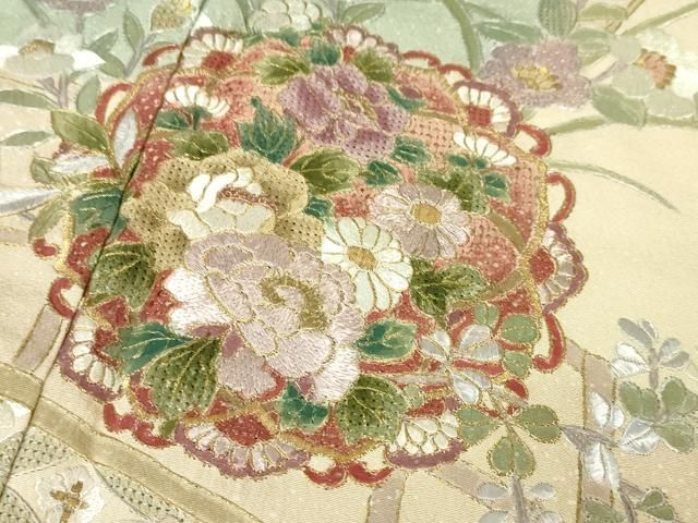 平和屋本店□極上 中国三大刺繍 スワトウ刺繍 汕頭刺繍 訪問着 花