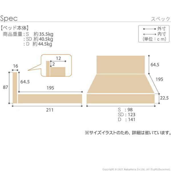ライト 棚付きベッド