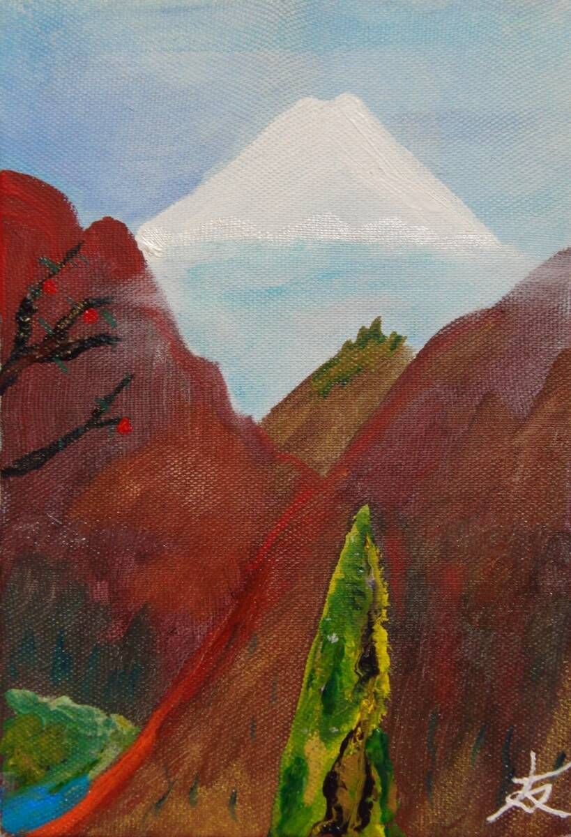 ≪国美協≫TOMOYUKI・友之、『富士山 山景』、油彩画、SM号：22,7cm×15,8cm、、油絵一点物、新品高級油彩額付、直筆サイン・真作保証付  - メルカリ