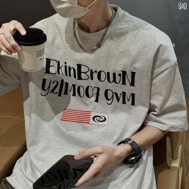 [L]メンズ ファッション 服 男性用 オシャレ シンプル 大人 かっこいい 大きいサイズ ストリート 紳士服 コットン 半袖 T シャツ ラウンドネック 夏 トップス