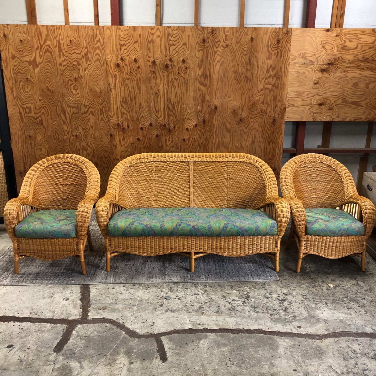 $ げ交渉 Kazama カザマ ラタン製ソファ チェアまとめセット 藤 アジアン エスニック 直接引き取り 横浜市保土ヶ谷区今井町