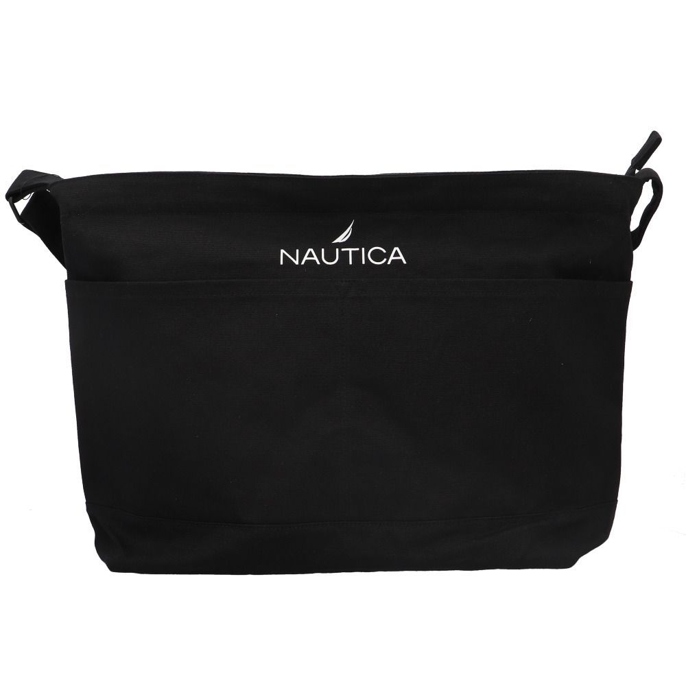 ブラック  NAUTICA NTC-003 ショルダーバッグ NAUTICA ノーティカ ショートバッグ 370-7510 大容量 ショルダーバック ショルダー 肩掛け ななめかけ 斜めかけ キャンバスバッグ キャンバス生地 帆布 