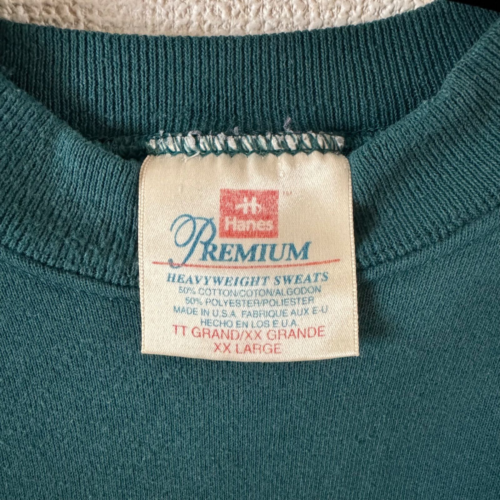 Hanes ヘインズ ヘビーウェイト スウェット ツートーン GREEN NAVY XXL 