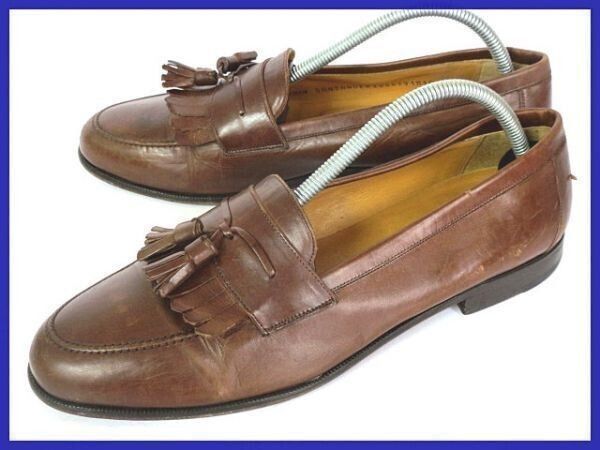スペイン製 ビンテージタグ Mezlanメツラン メスラン 本革タッセルローファー 10.5M 28.0前後 茶 ◆4x01