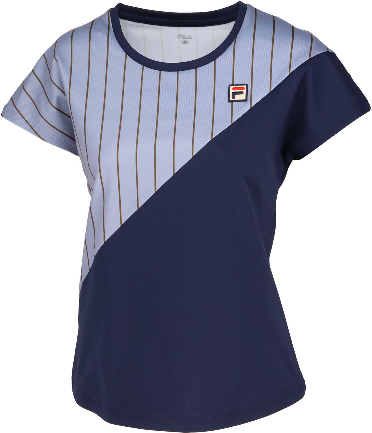フィラ FILA テニス ゲームシャツ レディース ウィメンズ 女性 大人 半袖 Tシャツ トップス ウェア ロゴ アーカイブモデル 切り替え 遊び心 部活動 クラブ サークル スクール EL0229 20Z ネイビー