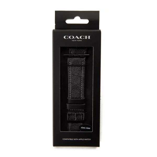  コーチ COACH アップルウォッチ バンド 交換ベルト メンズ Apple Watch strap 42 mm 44 対応 ブラック レザーベルト 時計