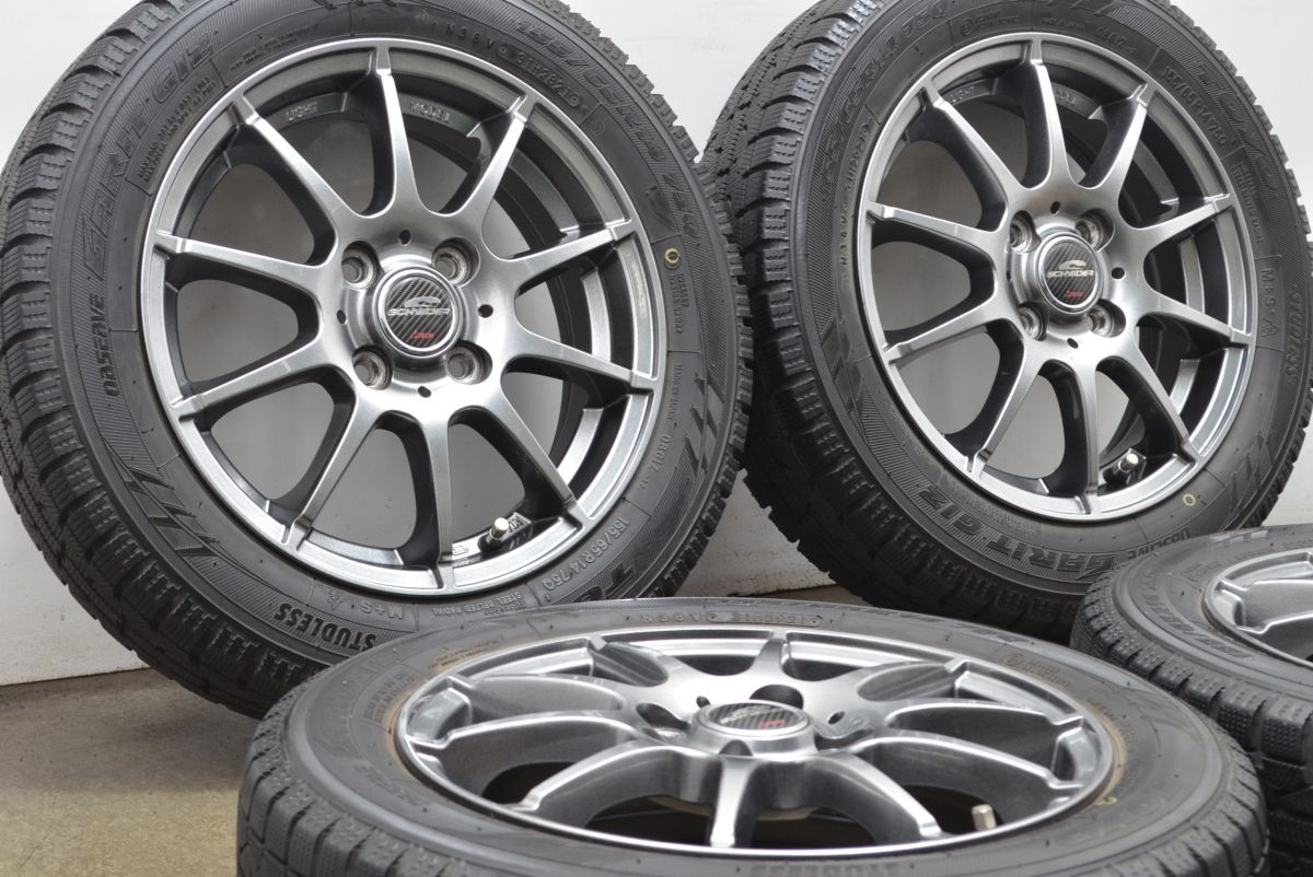 【美品】155/65R/14 TOYO スタッドレス シュナイダーホイール付 バリ溝 美品】シュナイダー 14in 4.5J +45 PCD100 トーヨー