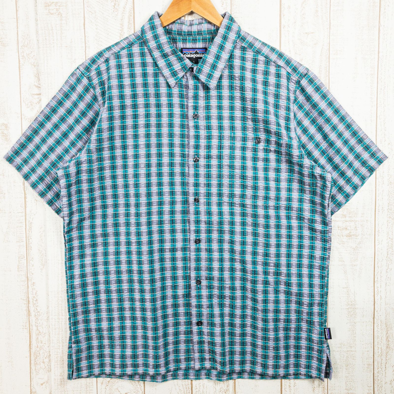Men s L ネイビー系 2017 Patagonia パタゴニア パッカーウェア シャツ Puckerware Shirt ポリエステル ウェア トップス インナー シャツ ショートスリーブシャツ コットン z000