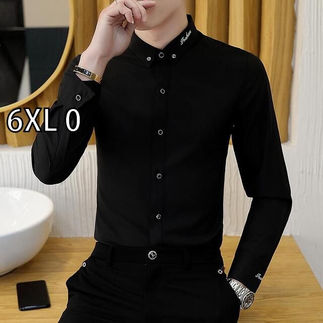 6XL 0 メンズ ファッション 服 用 オシャレ シンプル 大人 かっこいい ストリート 夏コーデ トップス ホワイト シャツ カジュアル 長袖