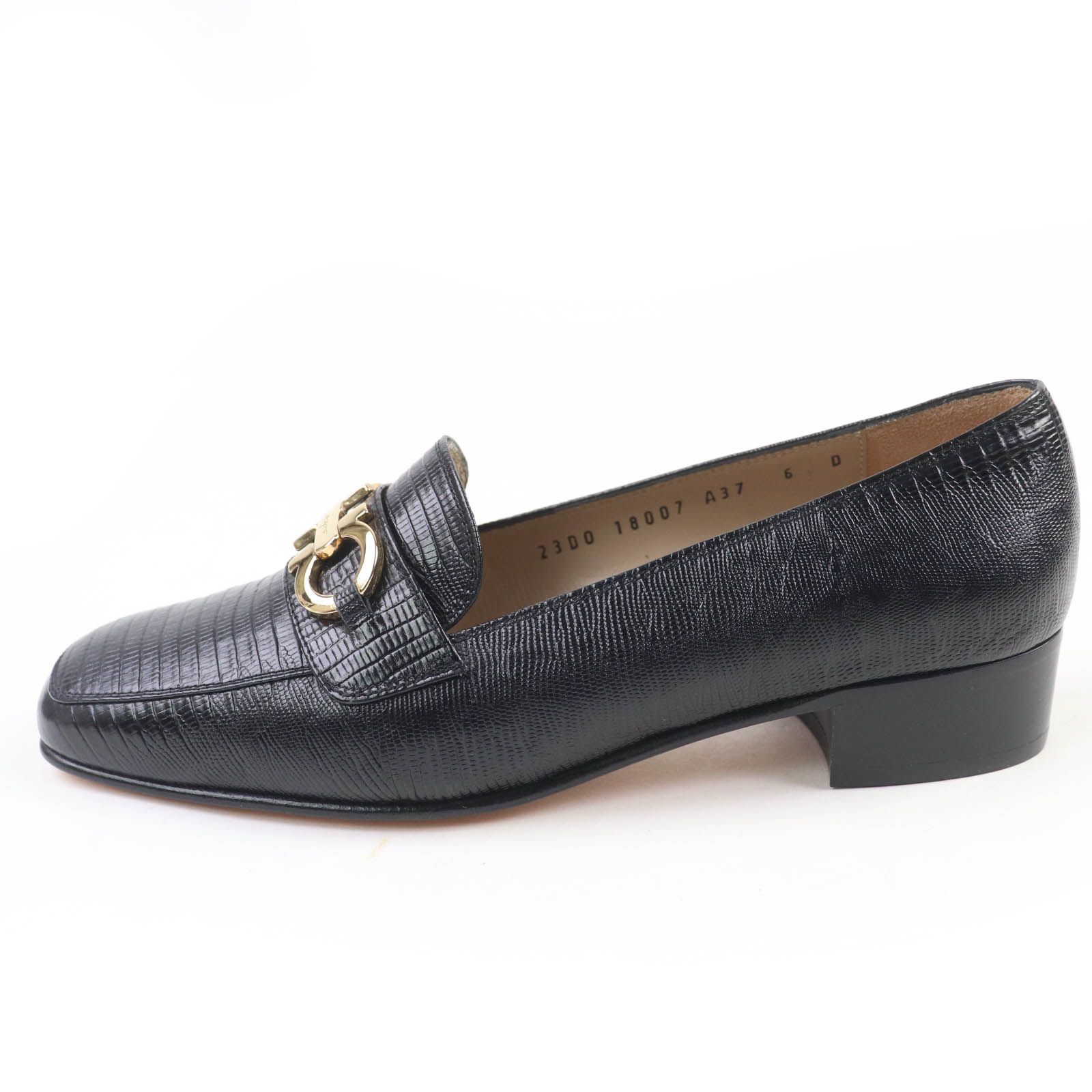 未使用フェラガモ サンダル 24cm 黒 レザー 中古・古着通販