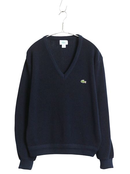 80s USA製 ラコステ Vネック アクリル ニット セーター メンズ  