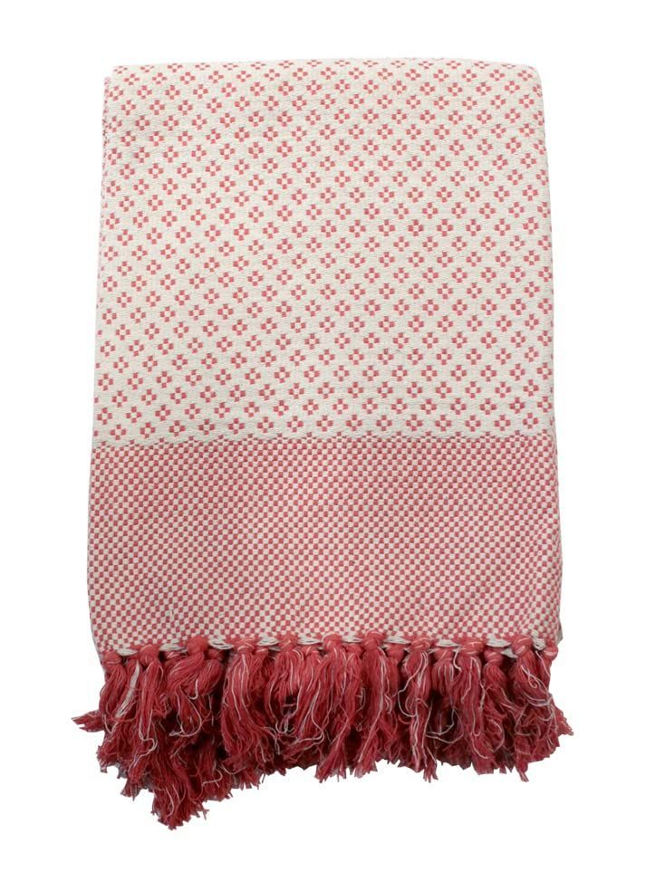 ピンク キーストーン コットンスロー マルチカバー フラワー ピンク