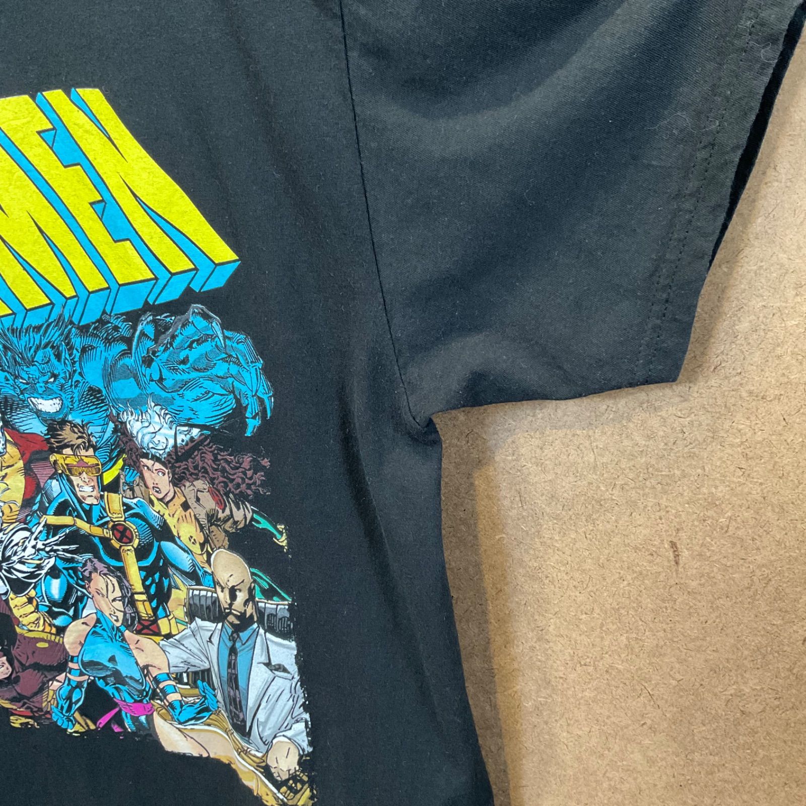 US古着 エックスメンX-MEN マーベル イラストプリント半袖tシャツ黒M