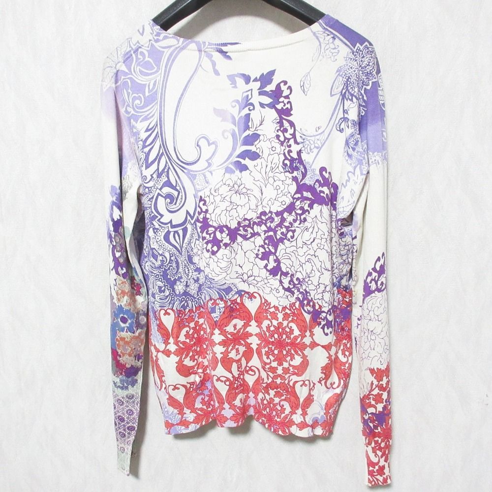 良品 ETRO エトロ フラワー＆ペイズリープリント シルク Vネック