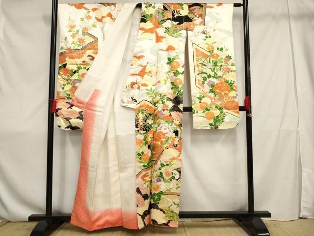 平和屋着物□豪華振袖 絞り 流水草花文 金彩 正絹 逸品 AAAU2131mf