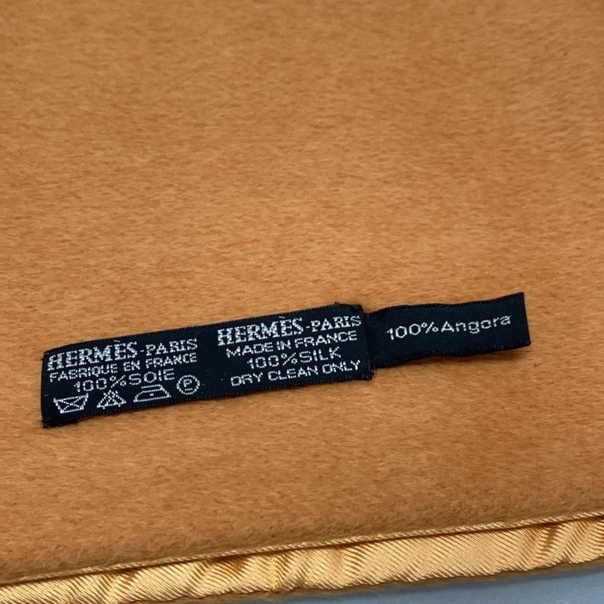 HERMES エルメス マフラー - オレンジ 雪の結晶 アンゴラ シルク