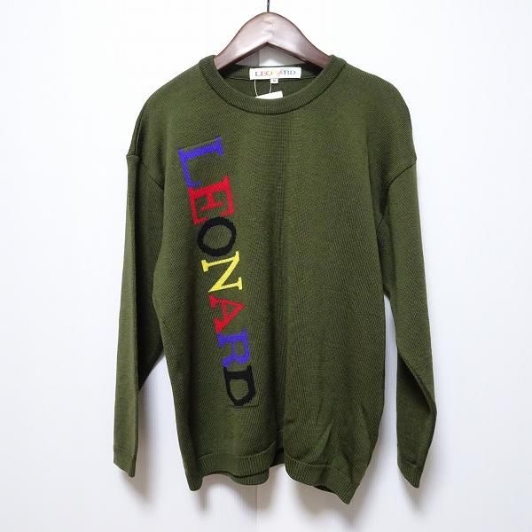wpc レオナール LEONARD ニット セーター M 緑系 ロゴ レディース