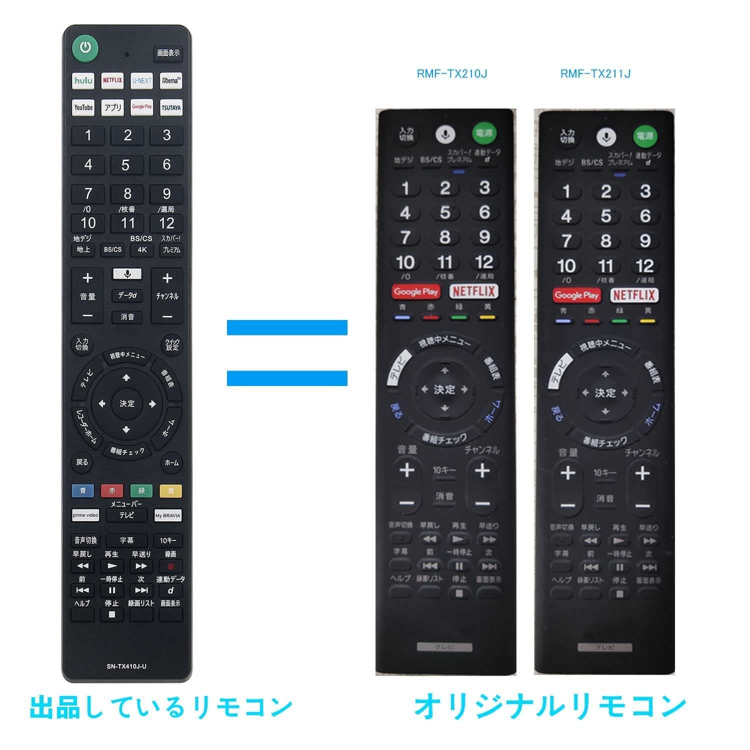 テレビリモコン RMF-TX431J for ソニー ブラビア用リモコン XRJ-55X90J XRJ-65X90J XRJ-65X95J わかり易