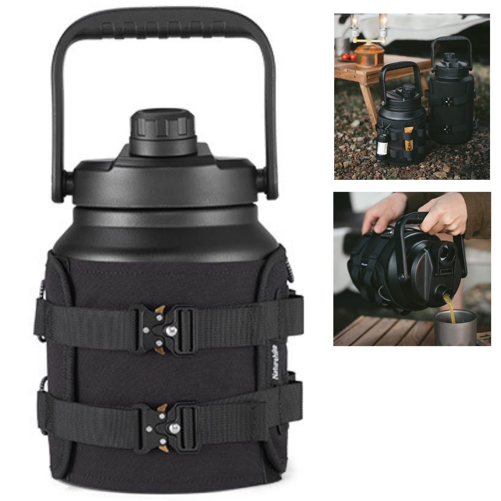 新着商品 Naturehike 保温ポット 水筒 2.5Lの大容量 断熱 保冷 二層 ステンレス鋼 キャンプ 魔法瓶 長期温度ロック 真空断熱 180°回転 なハンドル 持ち運びが容易 多機能アウターバッグ アウトドア 登山 旅行用品