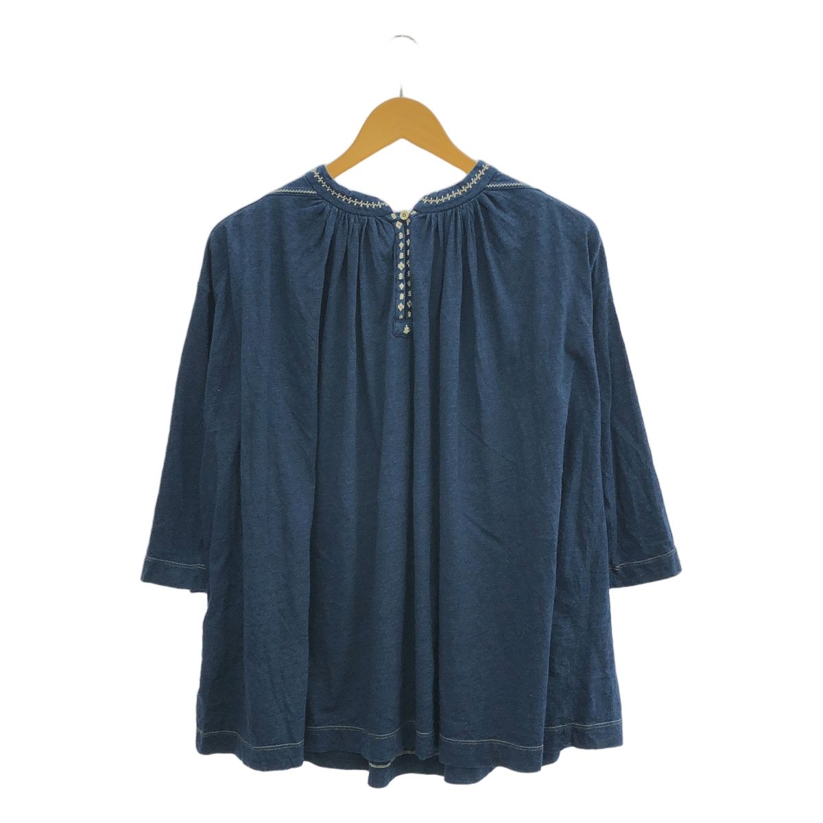 45r / フォーティファイブアール | ビオード インディゴ 天竺 BLOUSE 加工 ブラウス | 0 | インディゴ | レディース 45r / フォーティファイブアール | ビオード インディゴ 天竺 BLOUSE