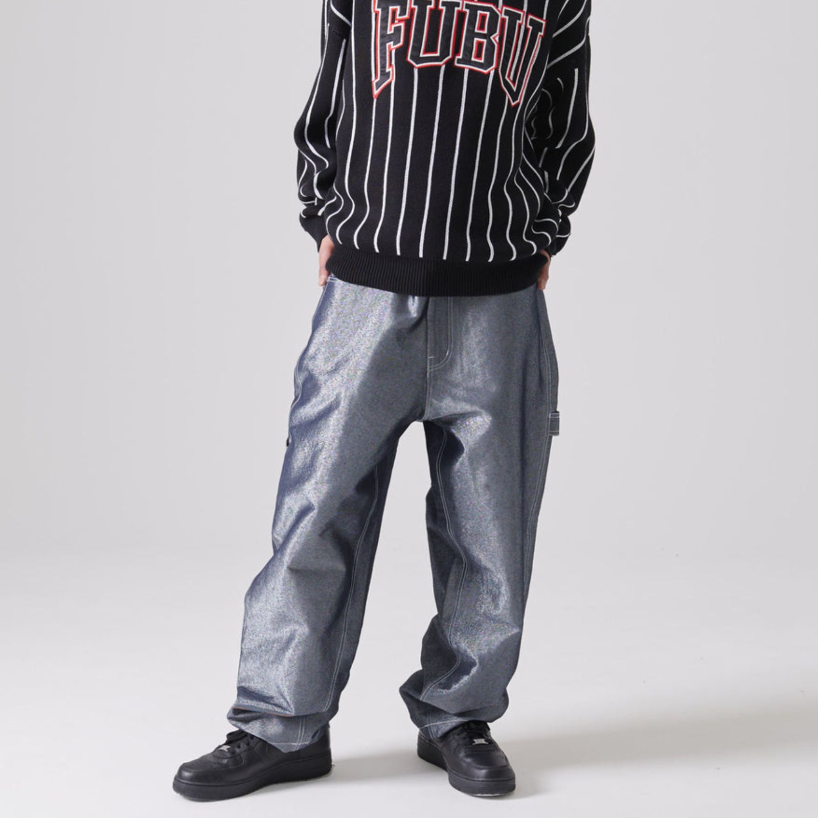新作】【FUBU／フブ・METALLIC DENIM PANTS ／メタリックデニム