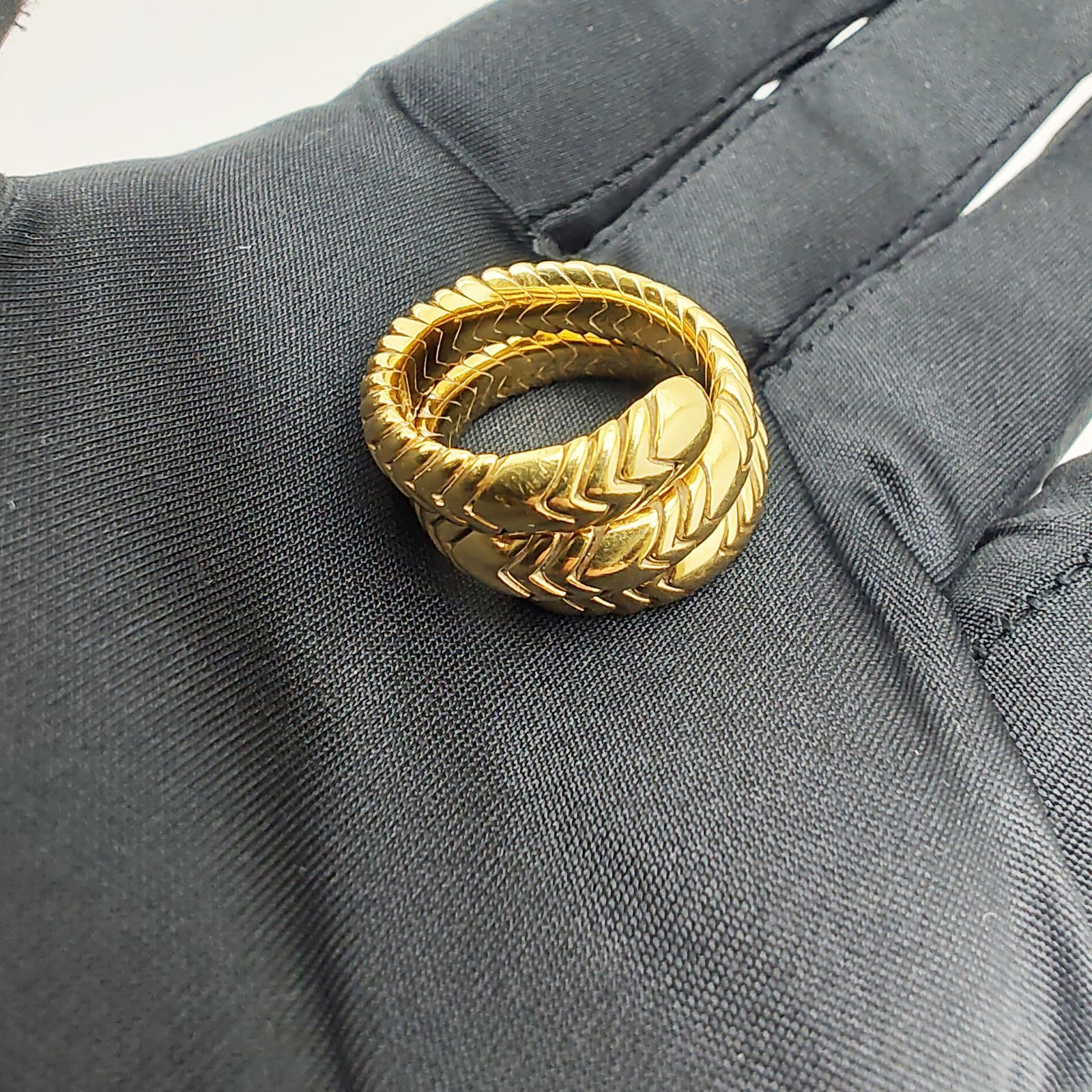 ブルガリ　スピガ　スネーク　リング　K18　AU750　指輪　イエローゴールド　3連　BVLGARI BVLGARI - BVLGARIブルガリ トゥボガス・スネークリング 750スリー