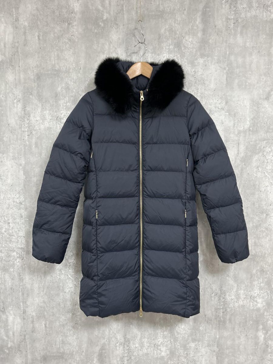 美品 DUVETICA タグ付 無地 ダウン コート size38/ネイビー