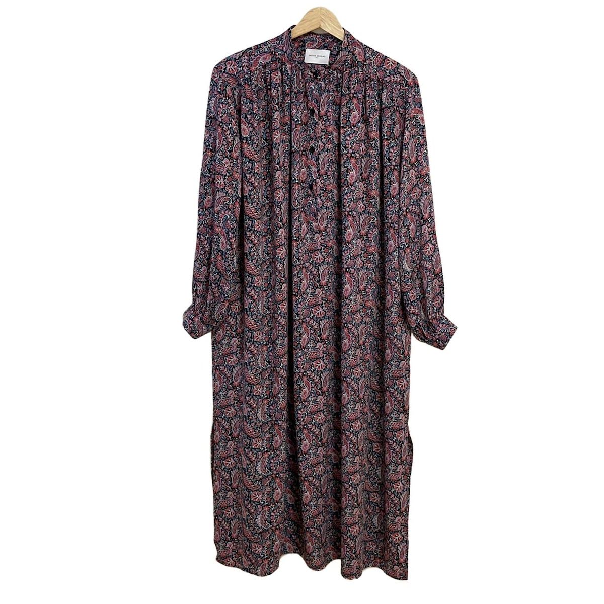 UNITED ARROWS ユナイテッドアローズ ワンピース サイズ38 M レディース - 黒×ピンク×マルチ ハイネック|長袖|ロング|ペイズリー柄