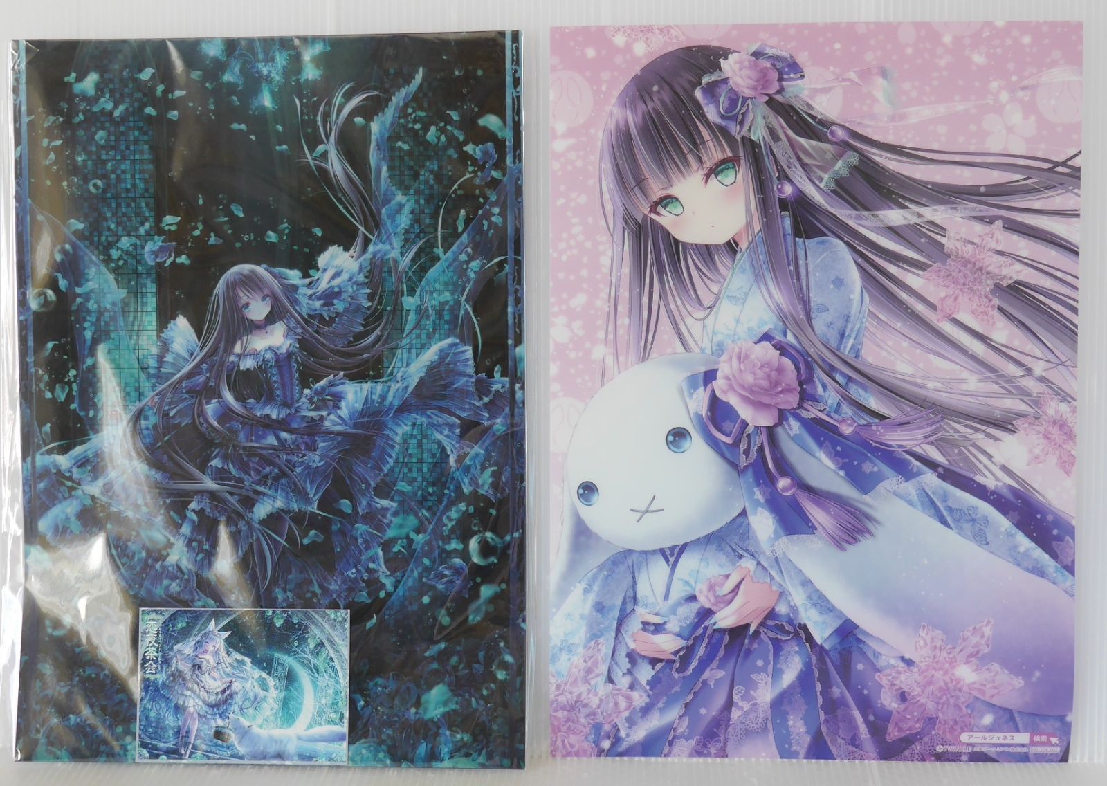 美品 てぃんくるイラストレーションズ恋夜茶会 特典☆ホロカード・クリアポスター クリアポスター3枚, カード1枚 付属) てぃんくる イラストレーションズ