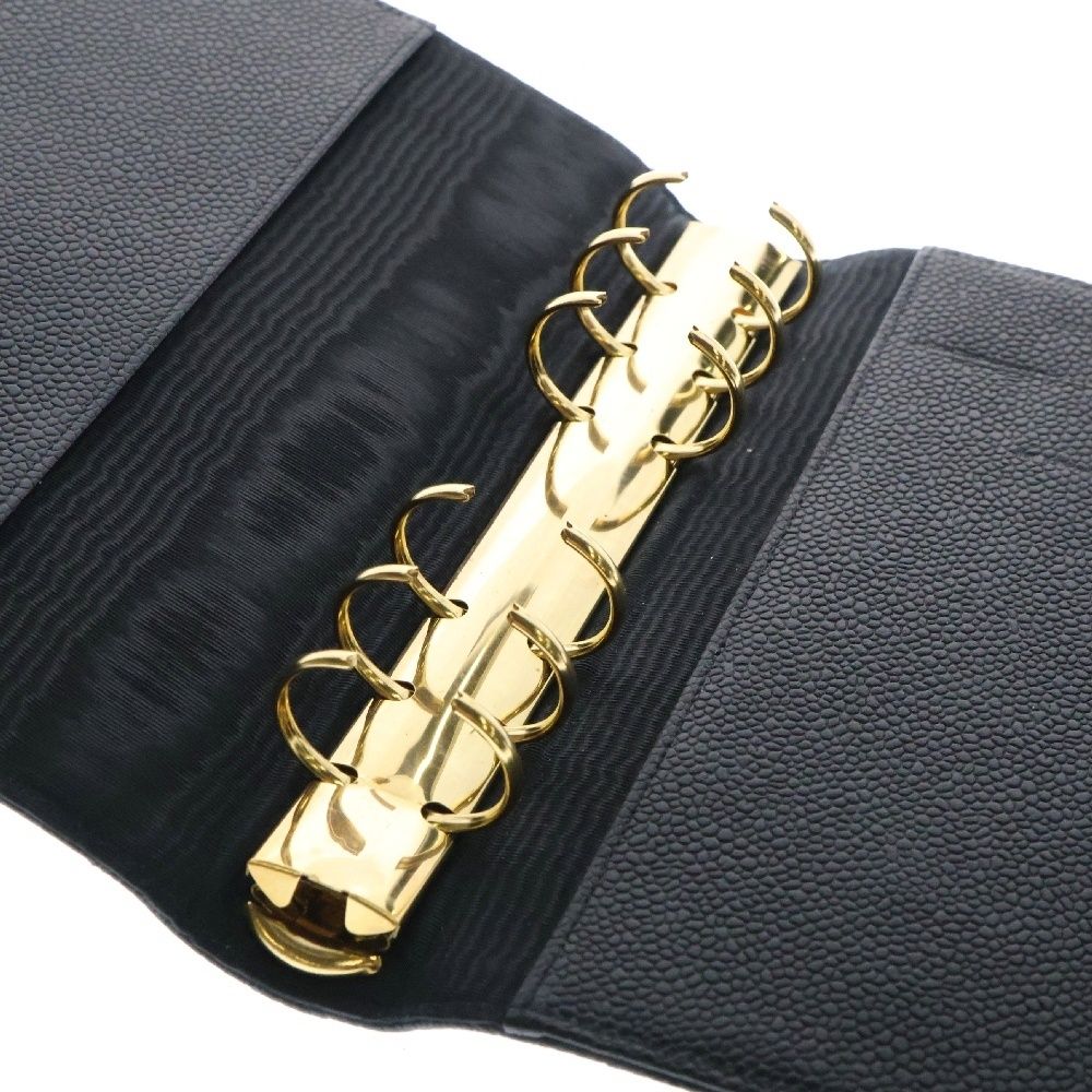 CHANEL シャネル マトラッセ ピコローレ 手帳カバー ブックカバー キャビアスキン ブラック ゴールド金具