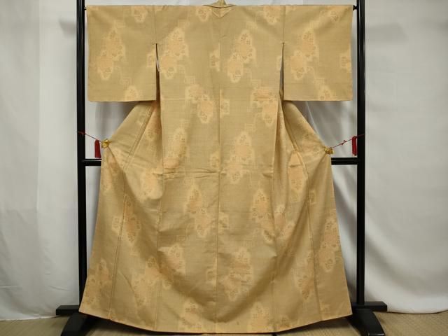 上質な紬　草花文　正絹　逸品　未使用　身丈155　裄63.5 平和屋着物□上質な紬 草花文 正絹 逸品 未使用 AAAZ2949mf