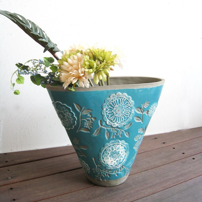 加藤舜陶 灰釉 彫文 壷 花瓶 花器 花入 花生 共箱 陶器 陶芸 作家 5 色