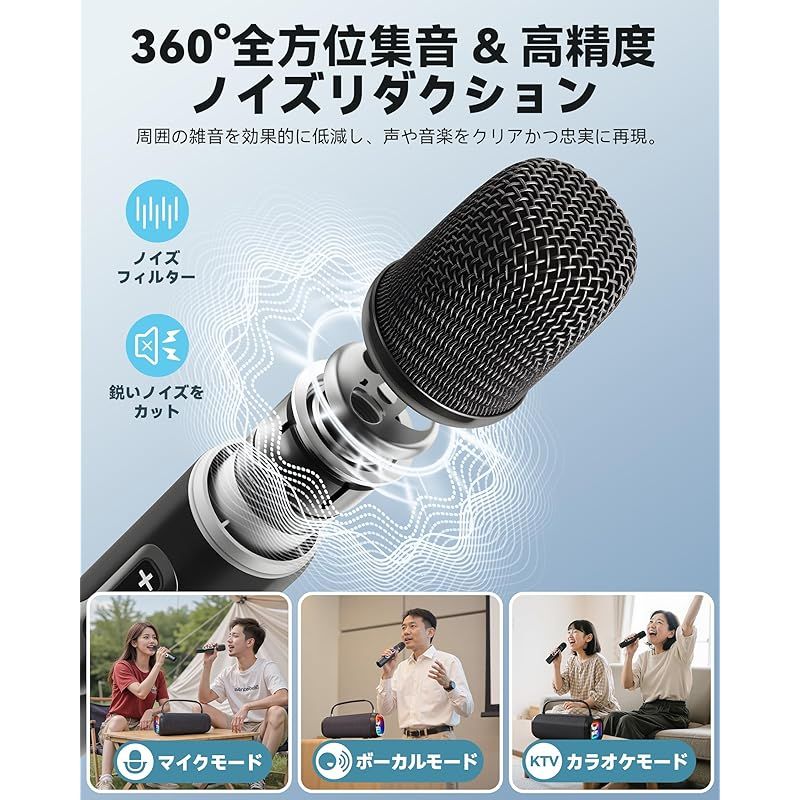 80W大出力ポータブルスピーカー 充電式のダブルワイヤレスマイク付き