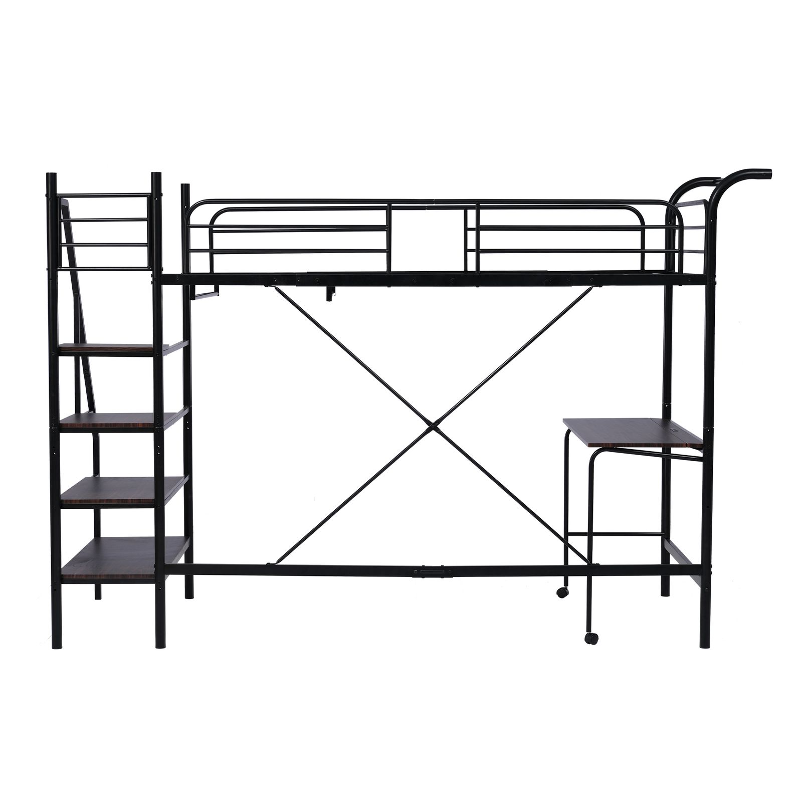 パイプ床板・Sシングル】ロフトベッド耐荷重150kg 収納 北欧風BLACK 9