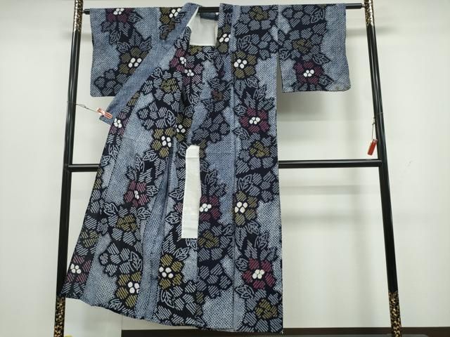 平和屋着物∴夏物 浴衣 有松鳴海絞り 舞花文 綿 CAAY4652