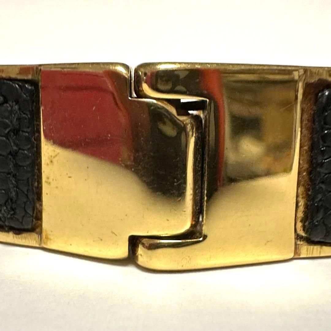 グッチ GUCCI リザード バングル ブレスレット Gロゴ ゴールド レザー