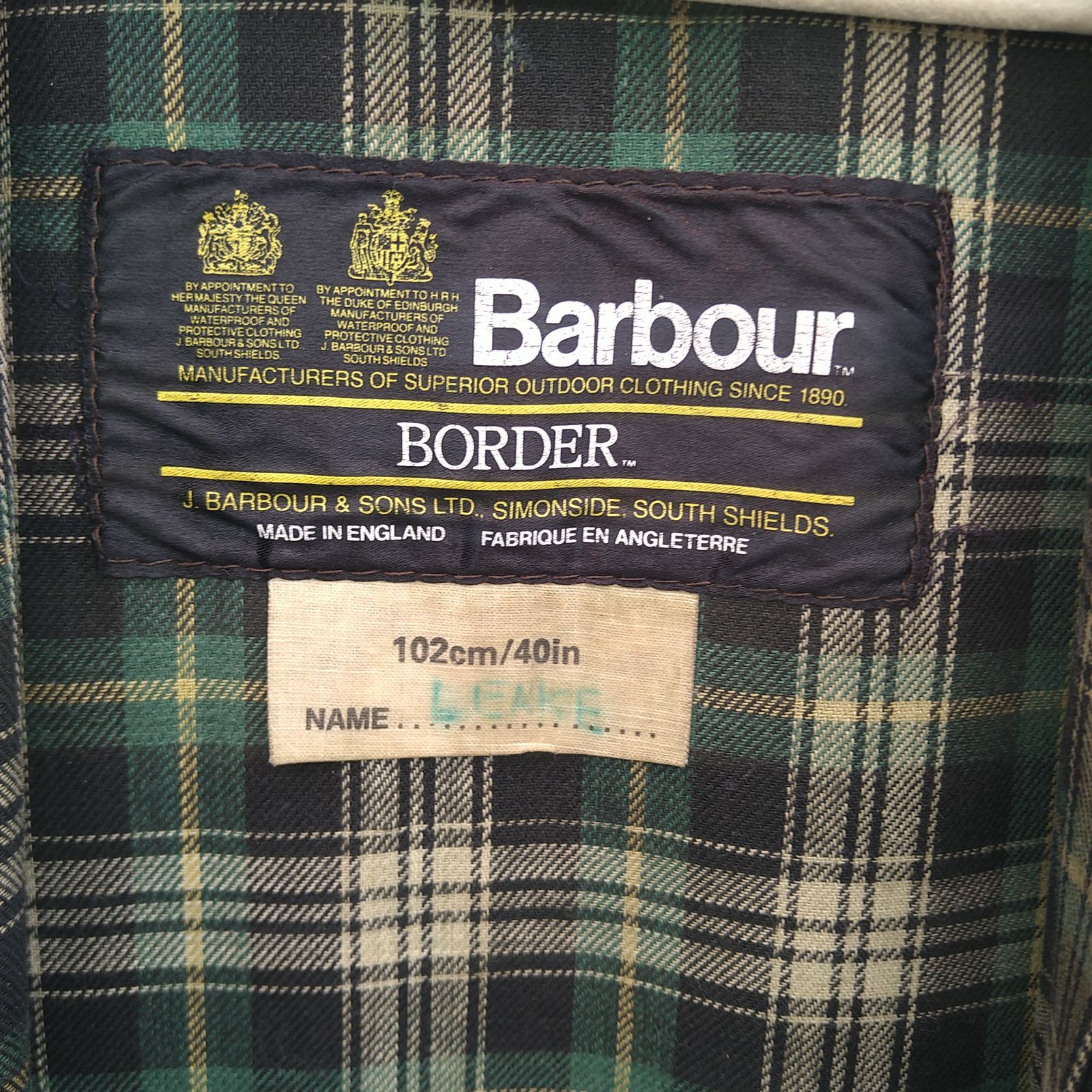 80s】ヴィンテージ Barbour BORDER バブアー ボーダー 40in 102CM 2