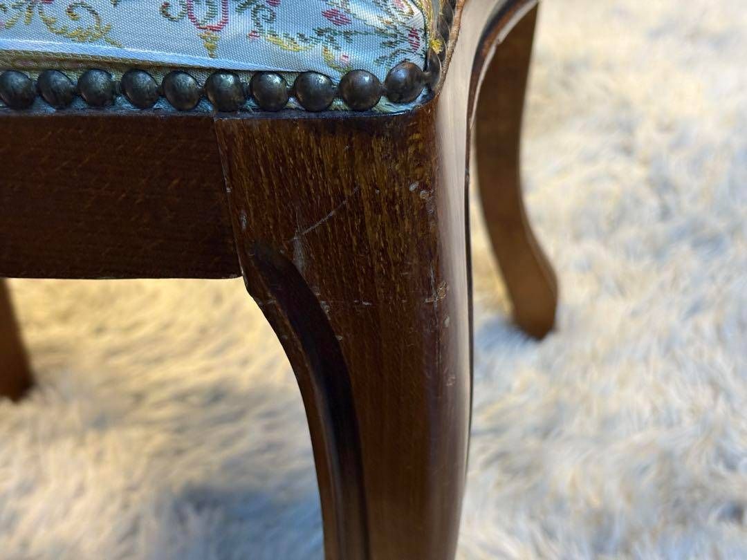 ロココ調　アンティーク　ヴィンテージ　猫脚　クラシック　ストライプ　チェア　SZ ロココ調アンティークヴィンテージ猫脚クラシックストライプチェアSZ