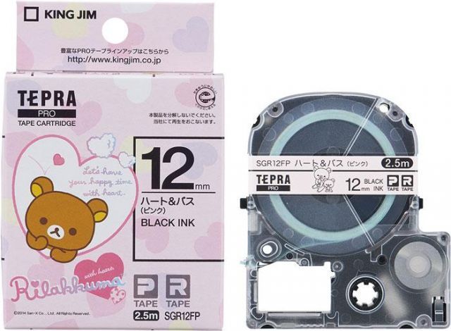 まとめ キングジム リラックマラベル ハート＆バス ピンク 黒文字 PROテープ SGR12FP ×20セット