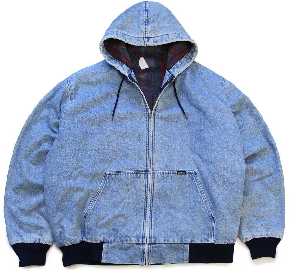 80s OSHKOSH B'GOSH 総柄 ブランケットライナー デニムパーカー 特大