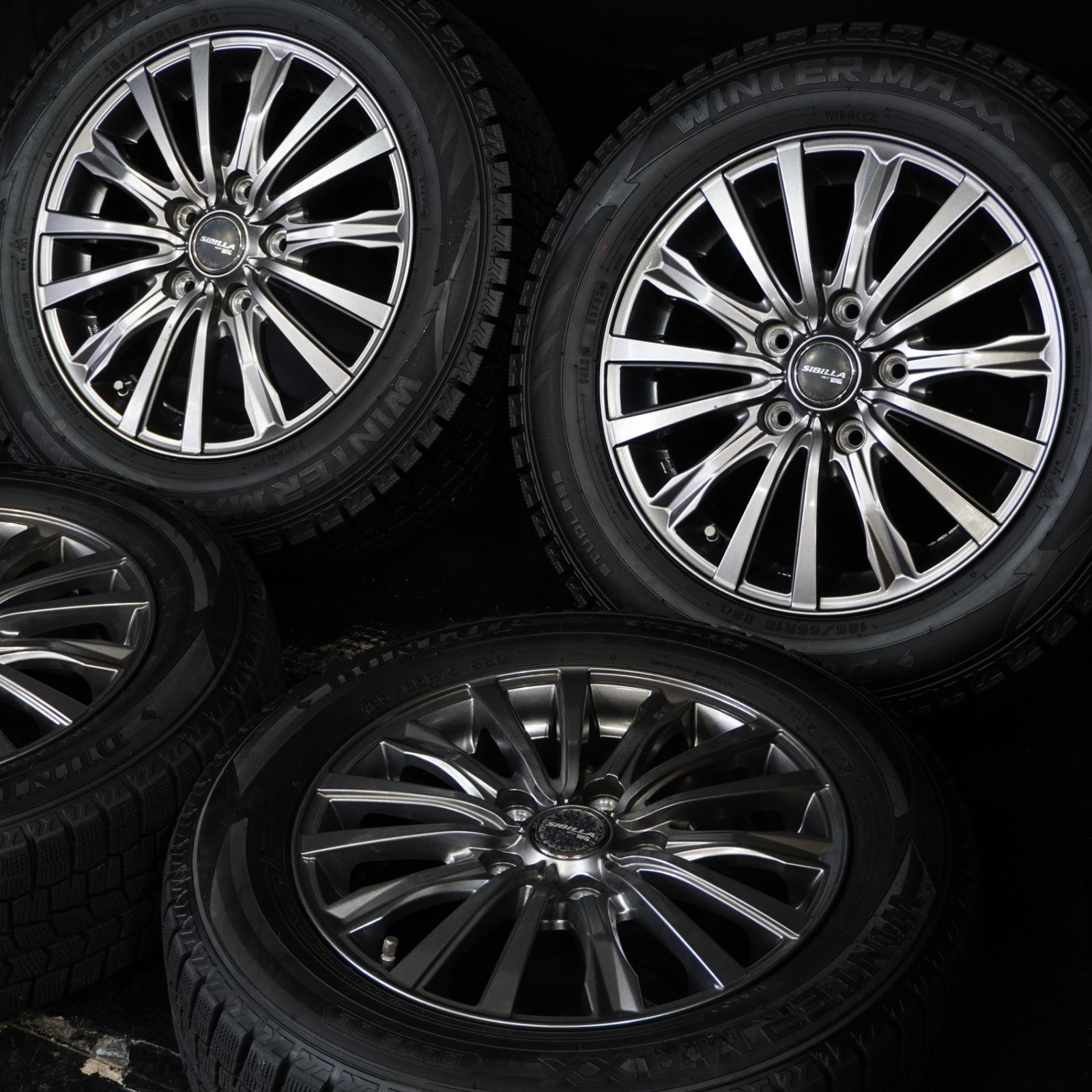 22年製 溝あり ダンロップ WINTER MAXX WM02 | SIBILLA NEXT W5 185|65R15 | 6J 53 114.3 5H 4本 スタッドレス フリード
