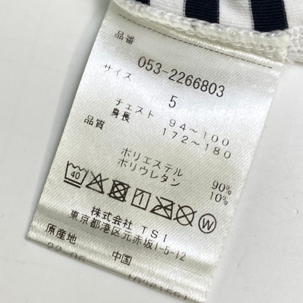 サイズ：5 PEARLY GATES パーリーゲイツ  ハイネック 長袖Tシャツ ボーダー柄 ホワイト系 [240101437126] ゴルフウェア メンズ ストスト PEARLY GATES パーリーゲイツ ハイネック 長袖Tシャツ ボーダー