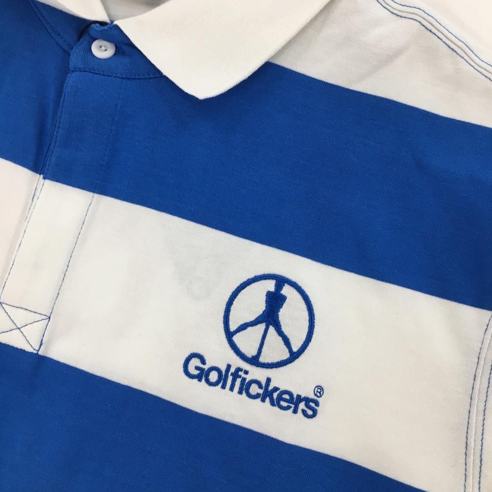 ゴルフィッカーズ 半袖ハイネックシャツ 白×黒 ロゴプリント メンズ 2XL ゴルフィッカーズ 半袖ハイネックシャツ 白×黒 ロゴプリント